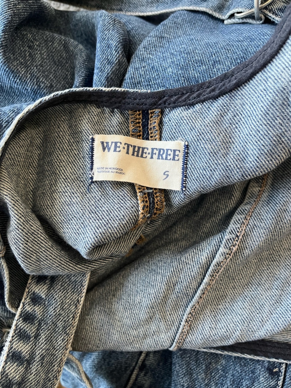 Free People We The Free High Roller Oversized Denim Jumpsuit Medium Wash Small - Picture 8 of 12
